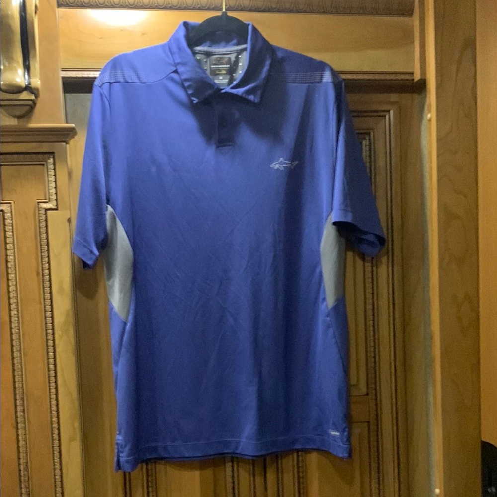 Greg Norman for Tasso Elba Blue Rapichill Golf Shirt Size Medium